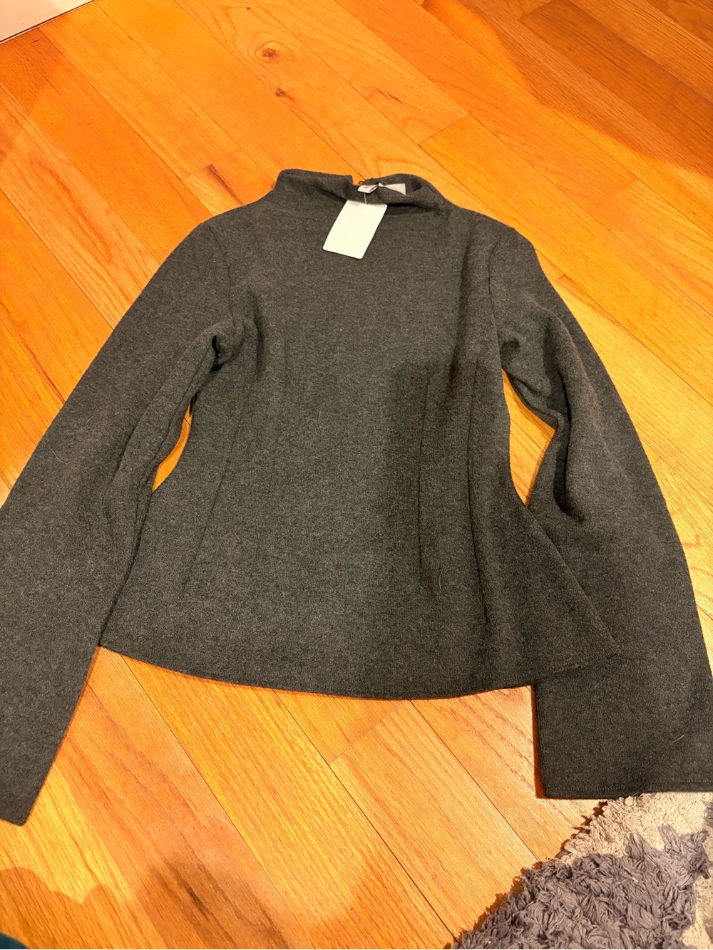 Divided Charcoal Gray Mock Neck Sweater